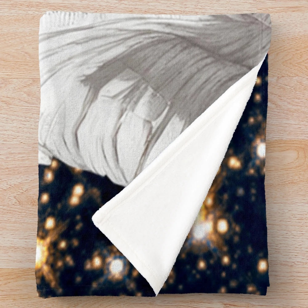 Plush blanket with boho alien design in space theme