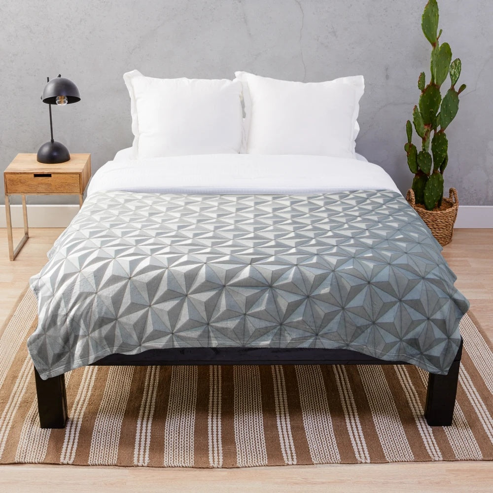 Spaceship Earth plush blanket featuring the iconic Epcot structure