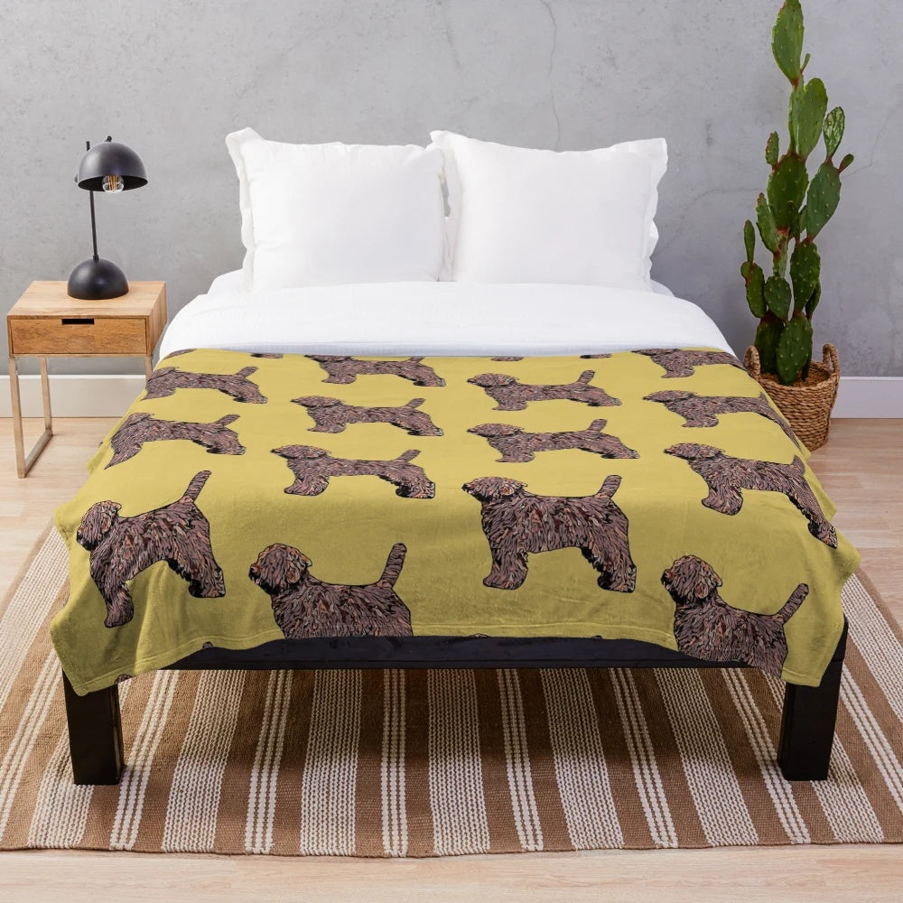 Soft and warm plush blanket featuring the silhouette of a Spanish Water Dog