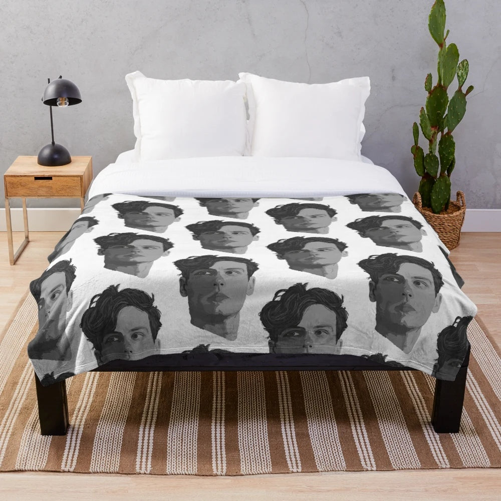 Spencer Reid from the TV show Criminal Minds depicted on a plush blanket