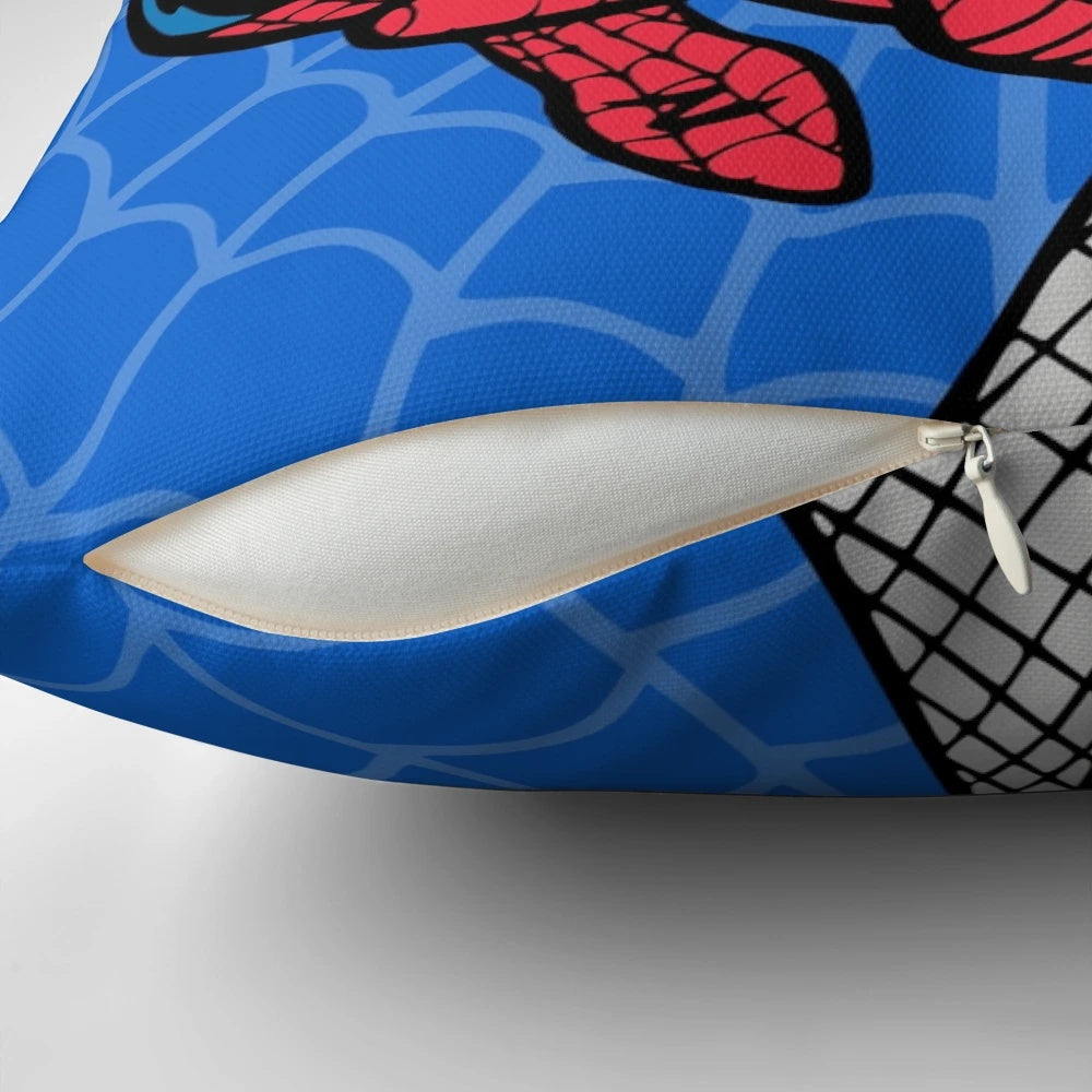 Red and blue spider-themed superhero pillow
