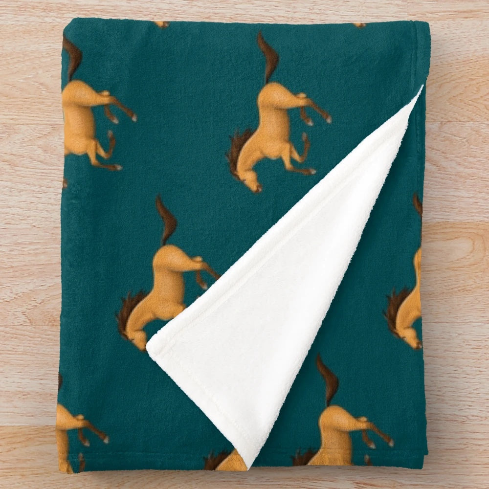 Plush blanket featuring the character Spirit, the stallion from the DreamWorks animated film "Spirit Stallion of the Cimarron