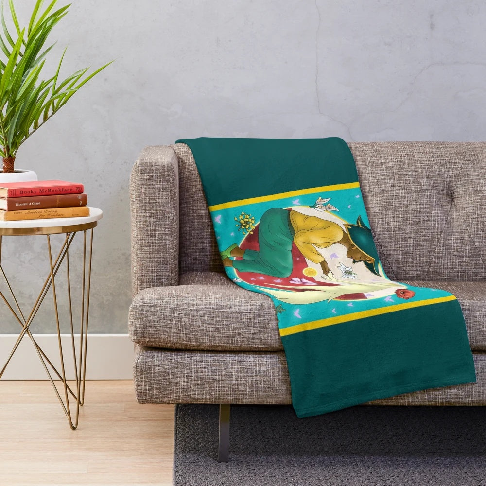 Spiritfarer inspired plush blanket featuring floral design