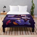 Spooky cats plush blanket with corydoras fish design