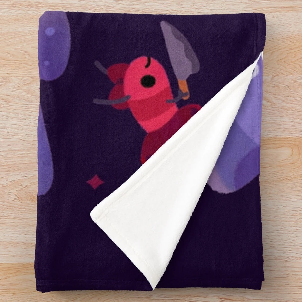 Spooky cats plush blanket with corydoras fish design