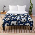 Blue Football Pattern Sports Plush Blanket