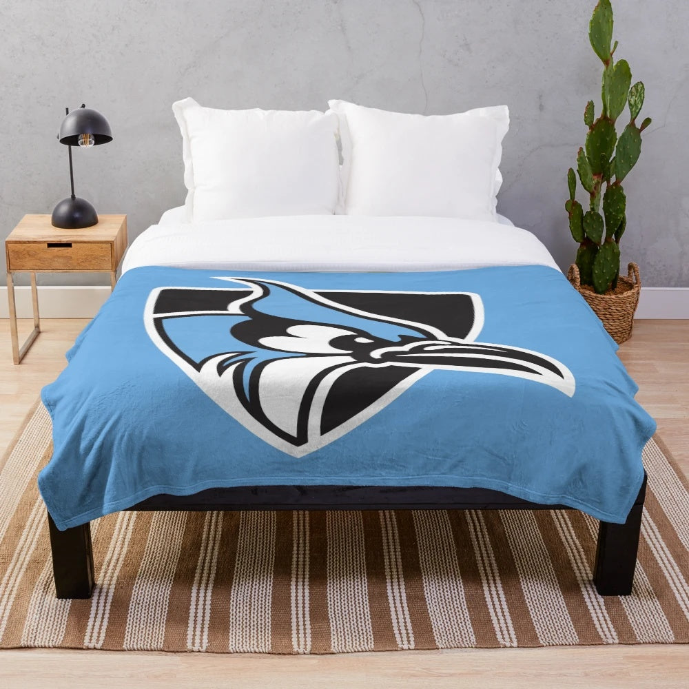 Sports-themed plush blanket featuring the Hopkins Blue Jays design