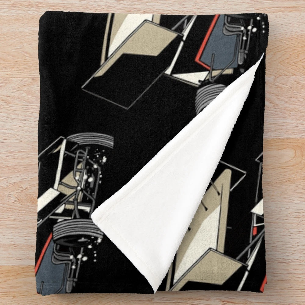 Soft and warm sprint car-themed plush blanket