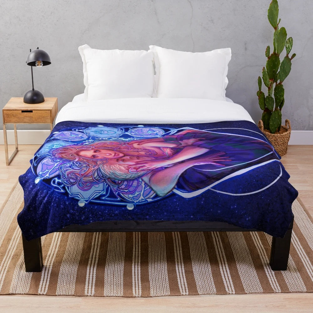 Plush blanket featuring a celestial design inspired by the Spuffy relationship from Buffy the Vampire Slayer