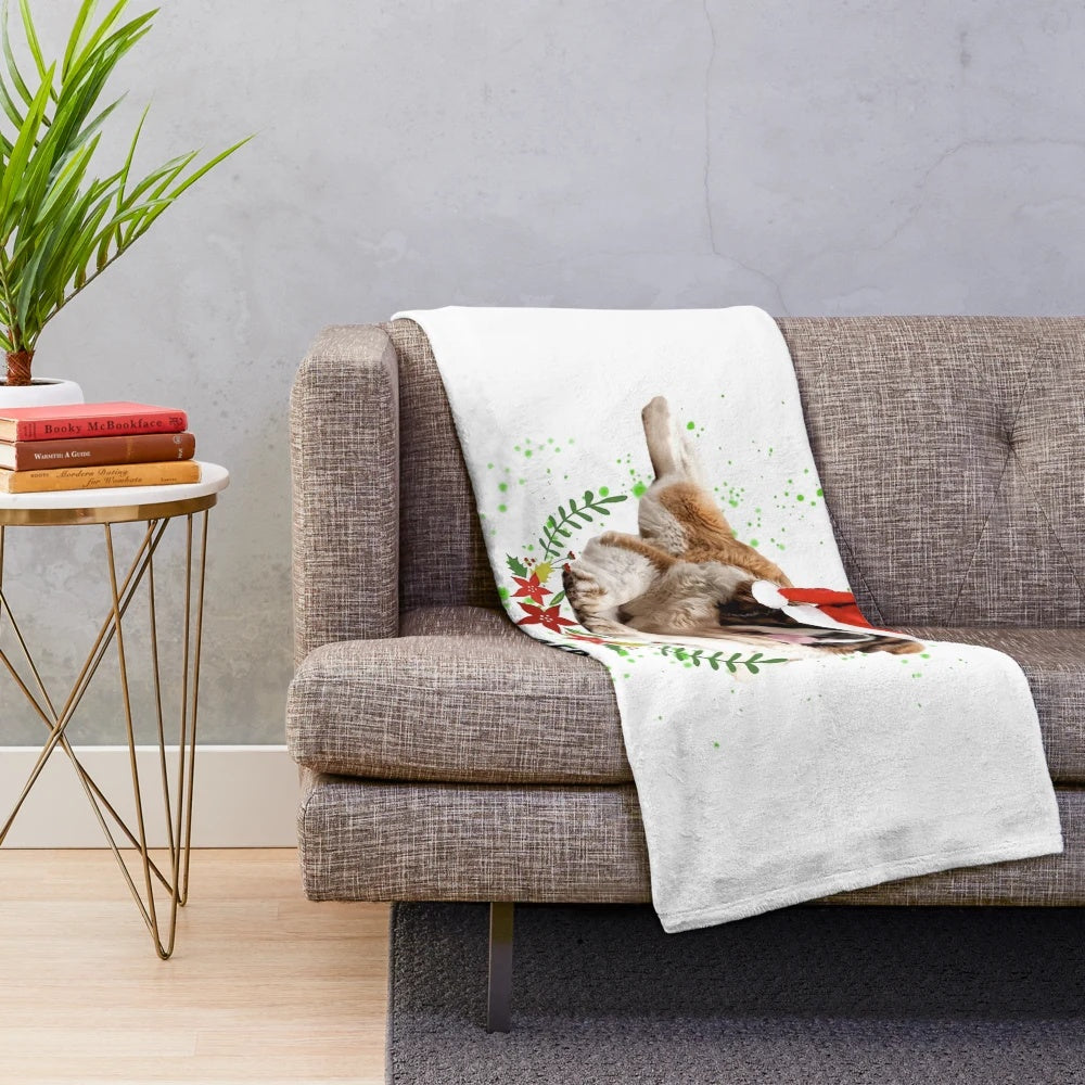 Cozy St. Bernard Christmas Plush Blanket for Dog Lovers