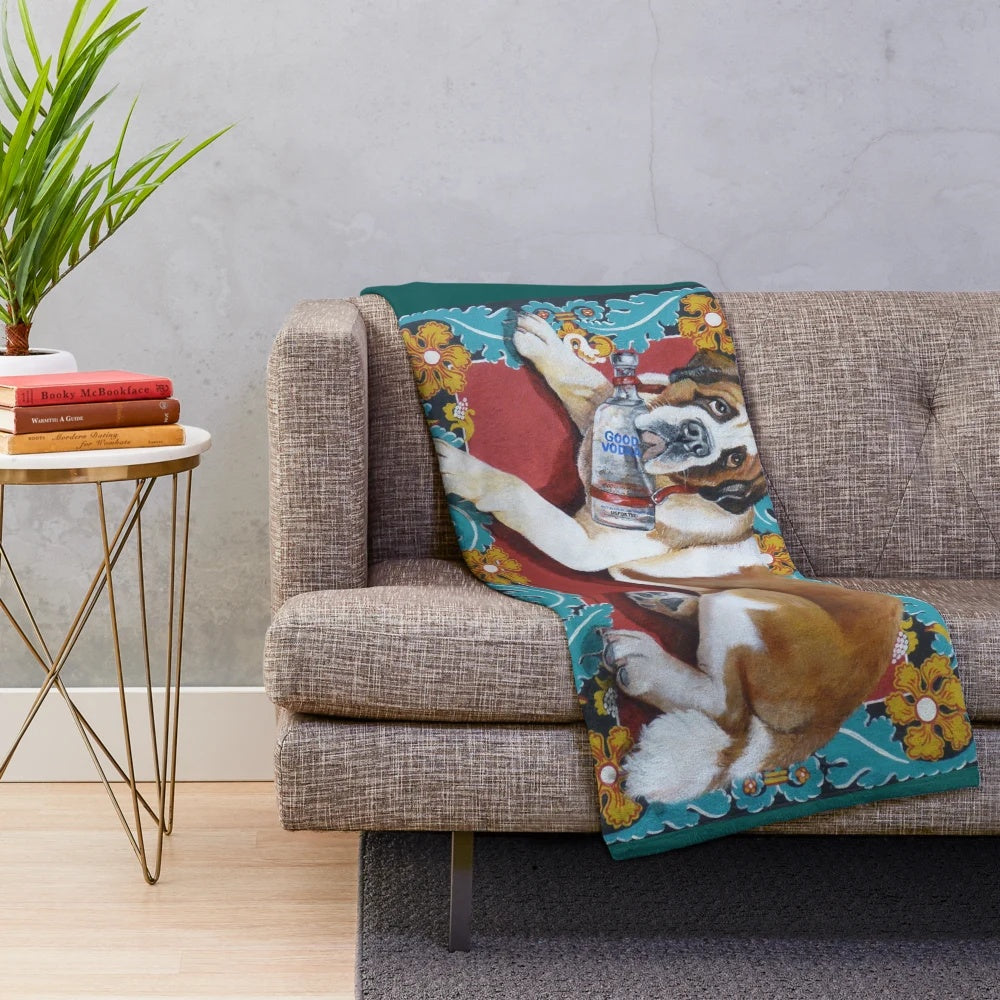 St. Bernard Plush Blanket with Mary Ellen Bilisnansky McmMorrow's Artwork