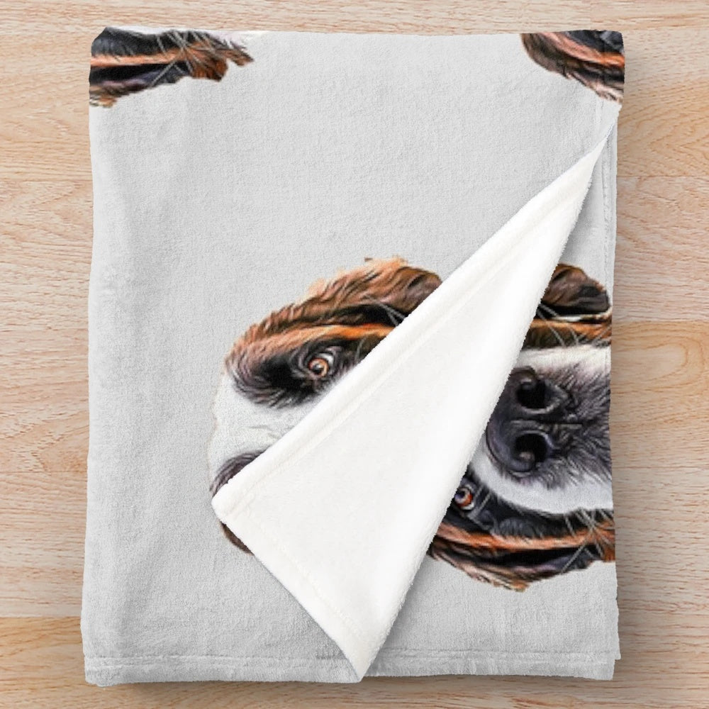 Soft and cuddly plush blanket featuring a cute St Bernard dog illustration