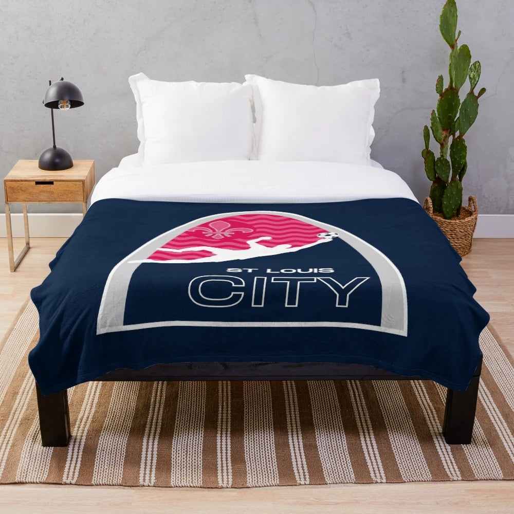 St. Louis-themed plush blanket with a soccer dive design