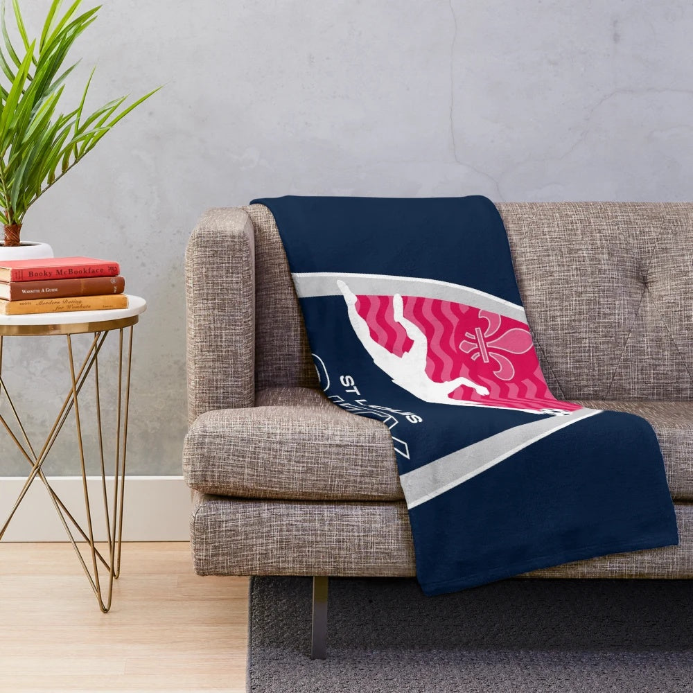St. Louis-themed plush blanket with a soccer dive design