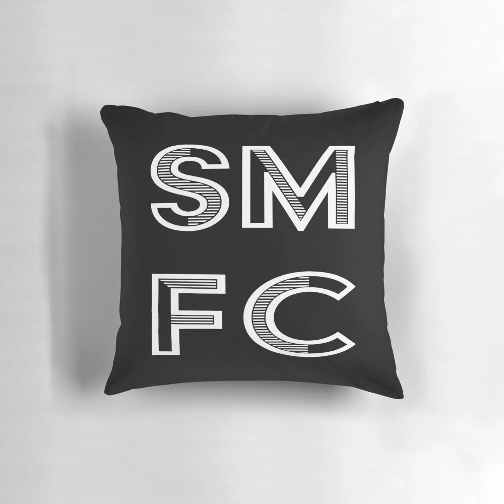 A square pillow featuring the St Mirren FC (SMFC) logo, perfect for football fans.