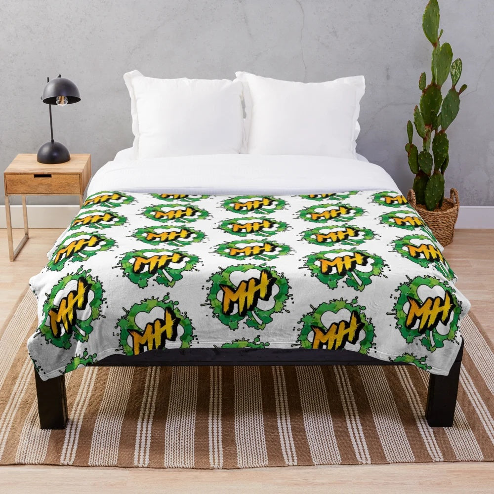 St Patrick's Day plush blanket with shamrocks and green color