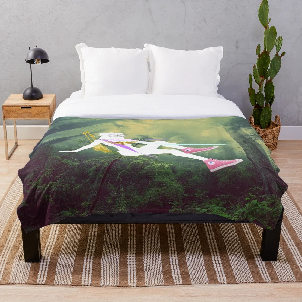 Soft, plush stadium-inspired blanket with abstract design