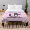Staffordshire Bull Terrier Plush Blanket with Funny Dog and Wine Design