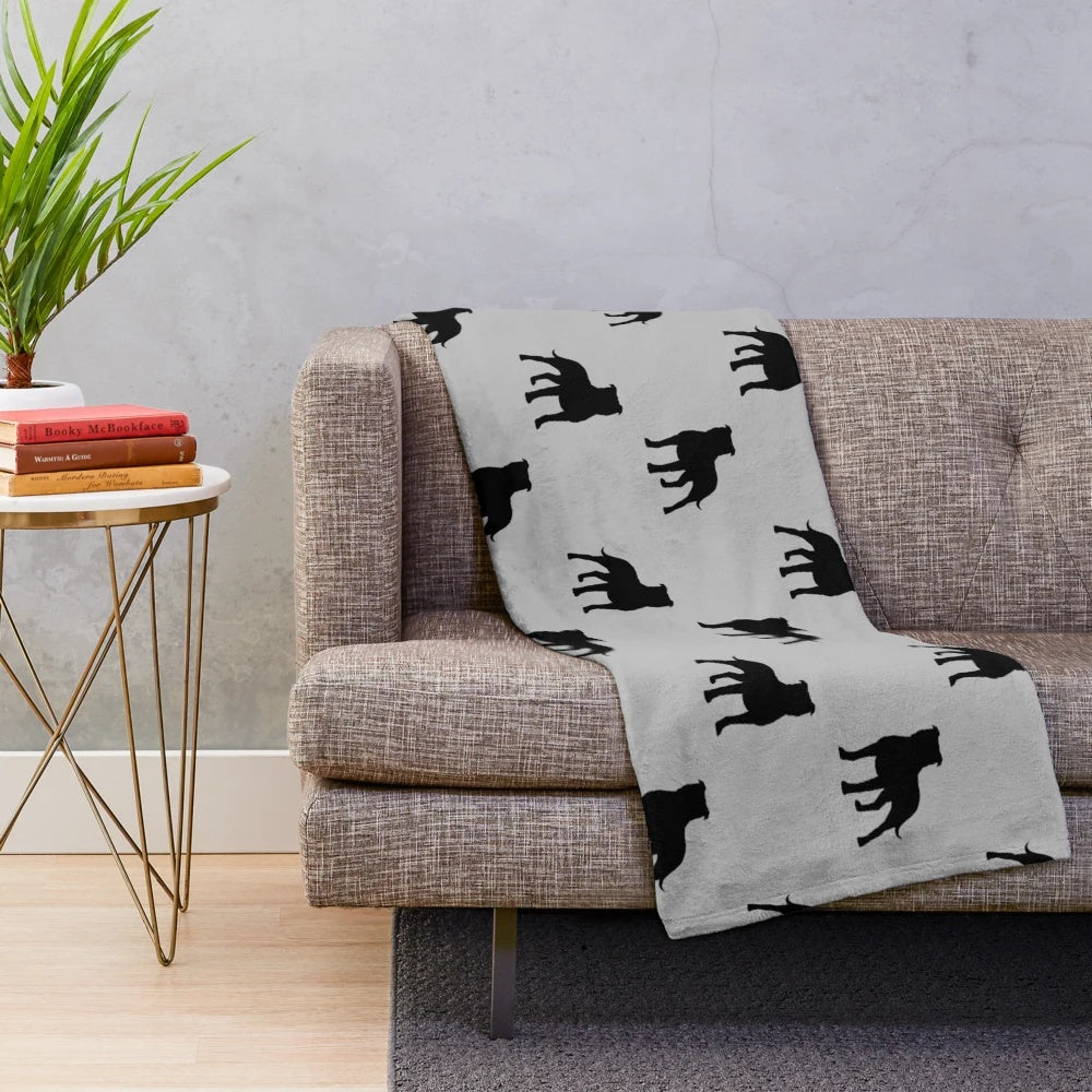Staffordshire Bull Terrier silhouette design on a soft, plush blanket for pet lovers
