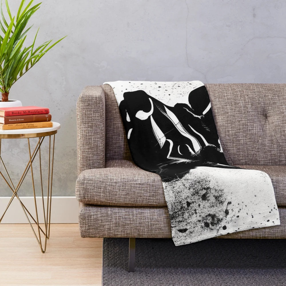 Stag plush blanket with a nature-inspired, mythical design