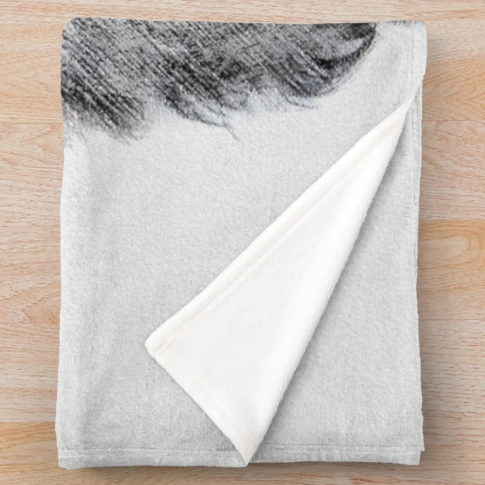 Soft and cuddly plush blanket featuring a portrait of a standard poodle in parti color
