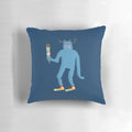 Soft, plush pillow in the shape of a fantastical creature with furry features and antlers