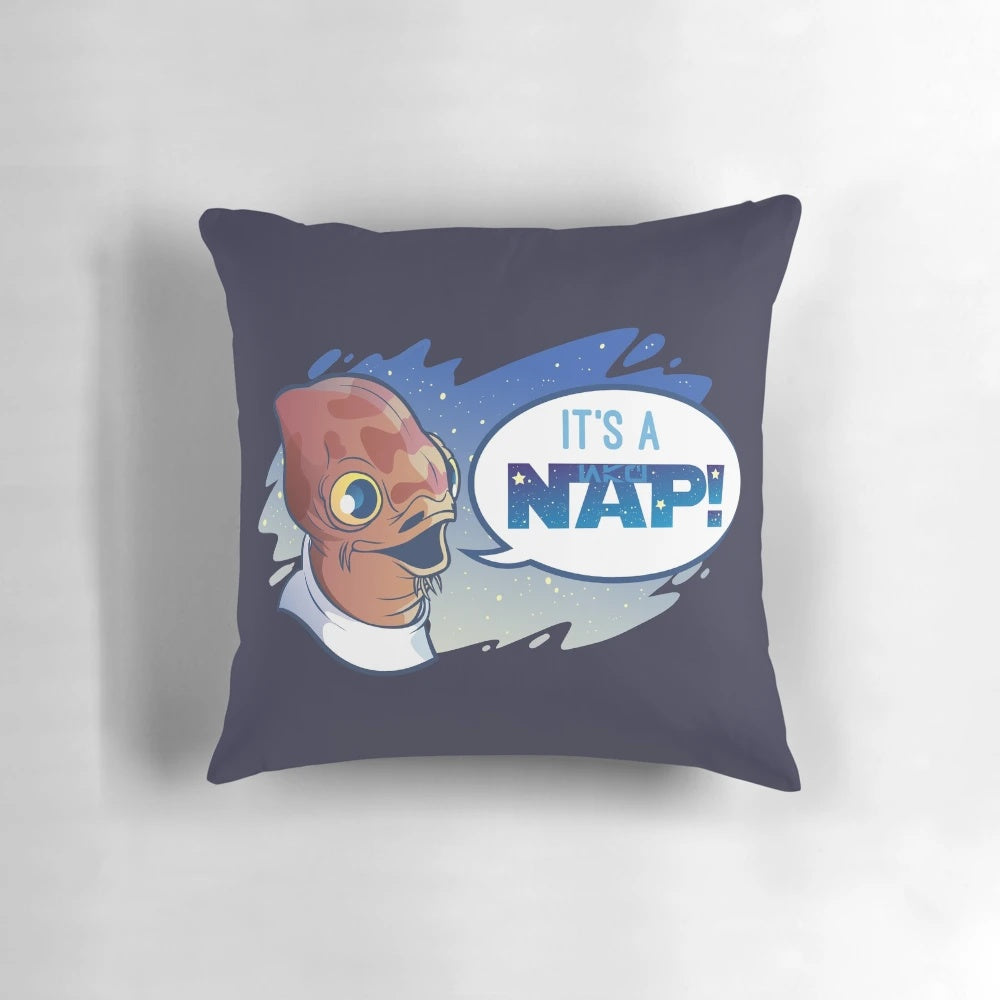 A plush, comfortable pillow inspired by the popular Star Wars character Admiral Ackbar.