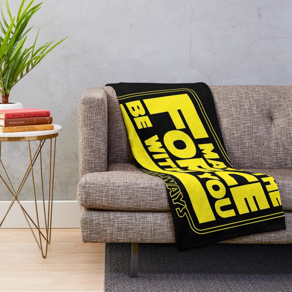 Soft and plush star wars-themed blanket with "May the Force Be With You" design