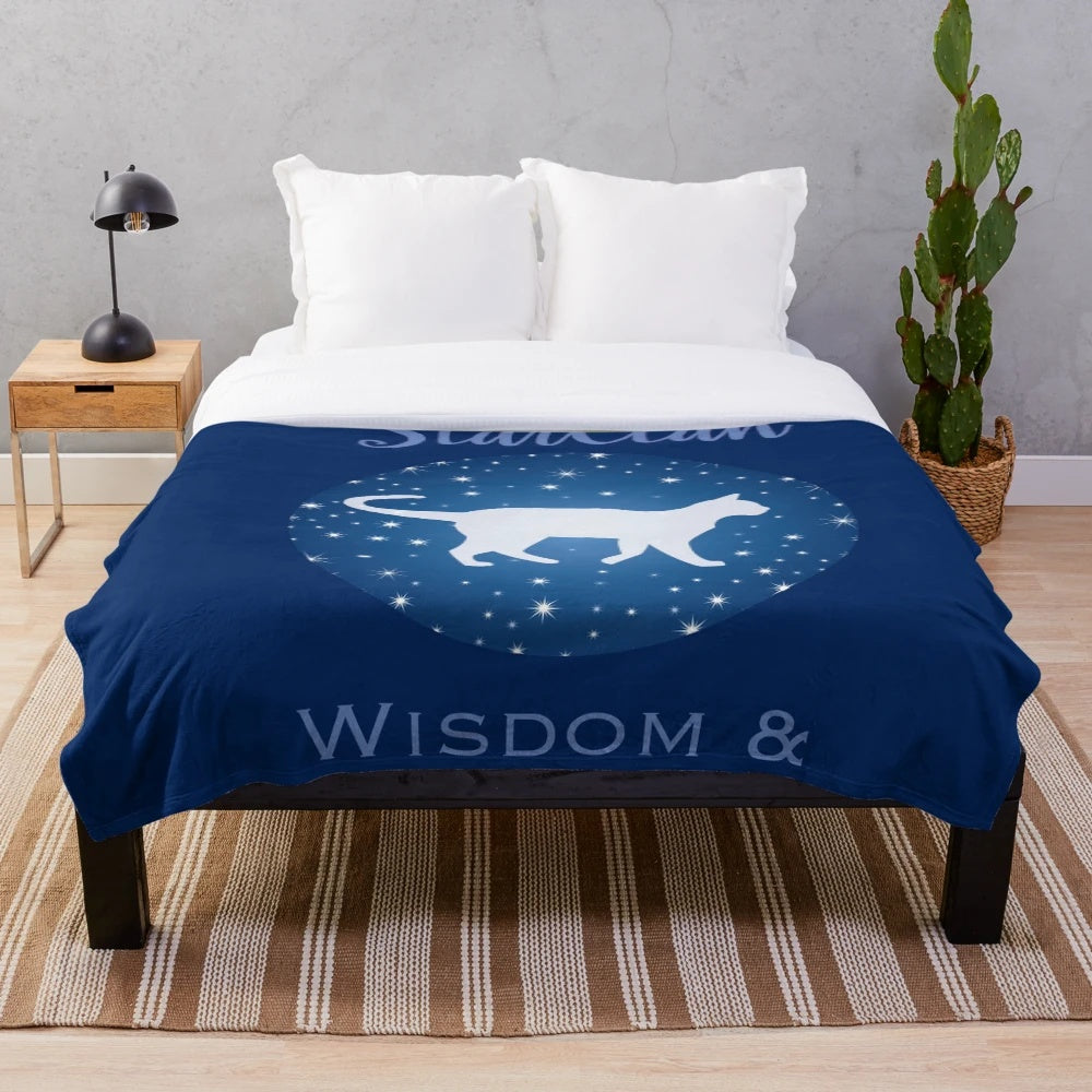 Cozy plush blanket with Starclan dreams and warrior cats design