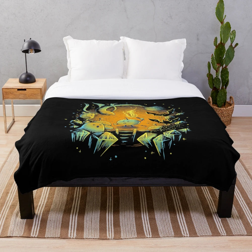 Stardew Valley Anime Plush Blanket featuring cute pixel art characters