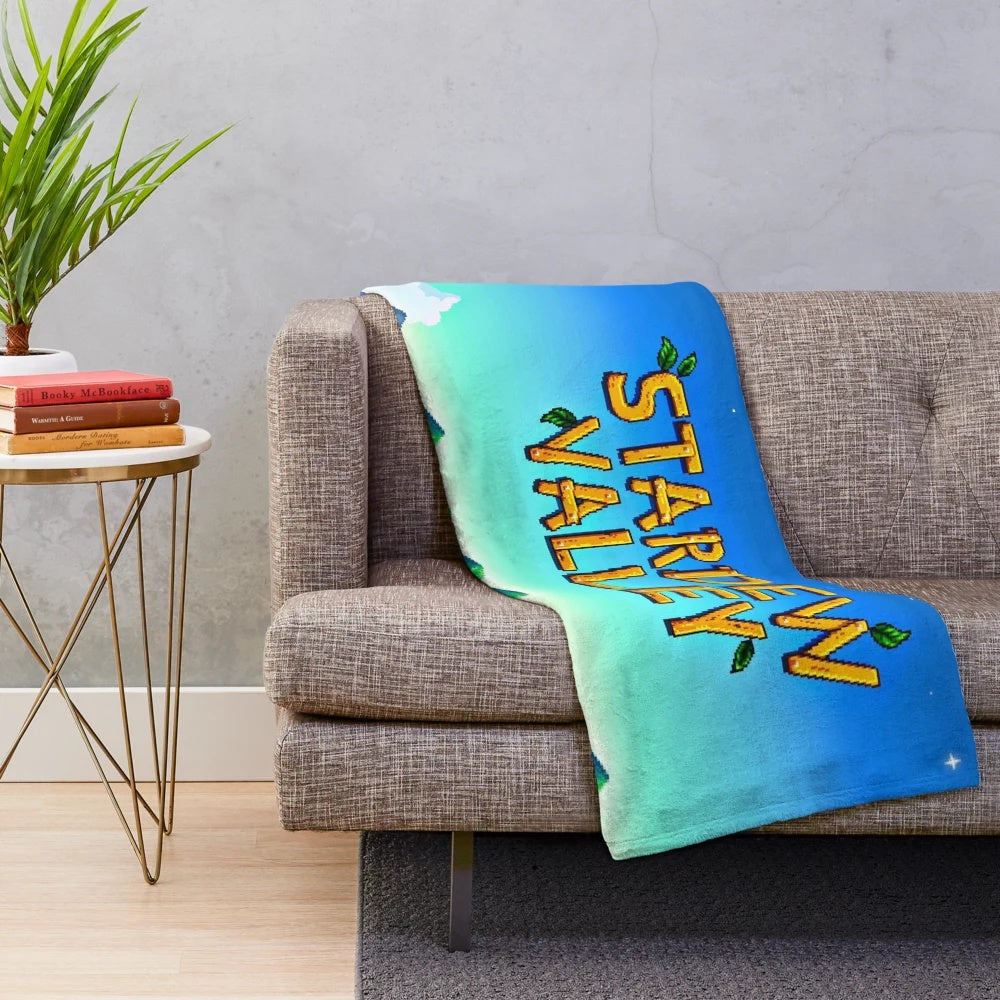 Stardew Valley inspired pixel art plush blanket