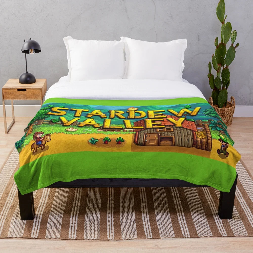 Stardew Valley Plush Blanket with Intro Scene Artwork