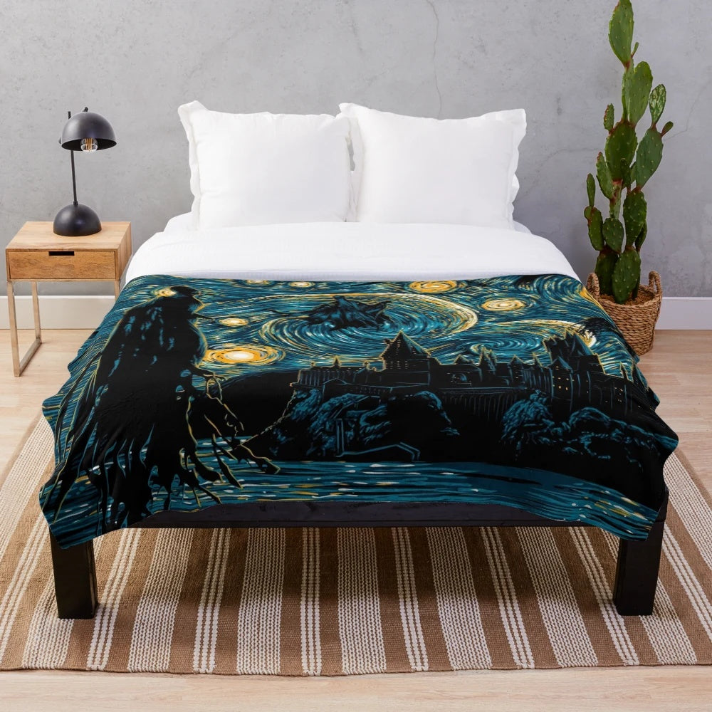 Starry Dementors Away Plush Blanket featuring a cozy, fantasy-inspired design