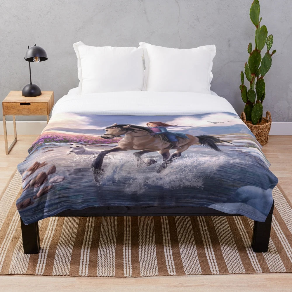Starstable horse plush blanket featuring horse wallpaper design