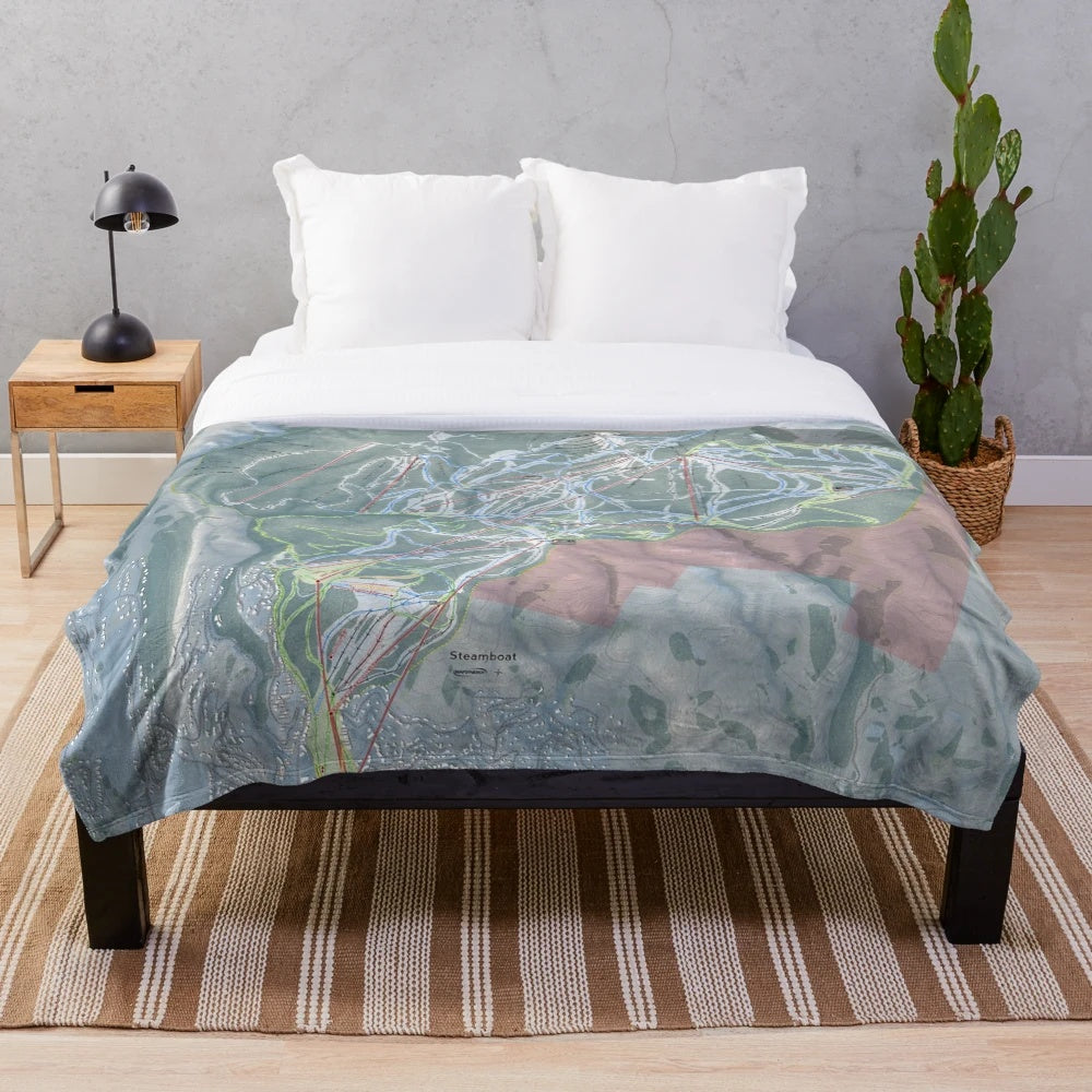 Steamboat Resort Trail Map Plush Blanket