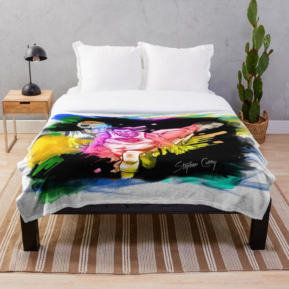 Steph Curry inspired plush blanket for basketball enthusiasts