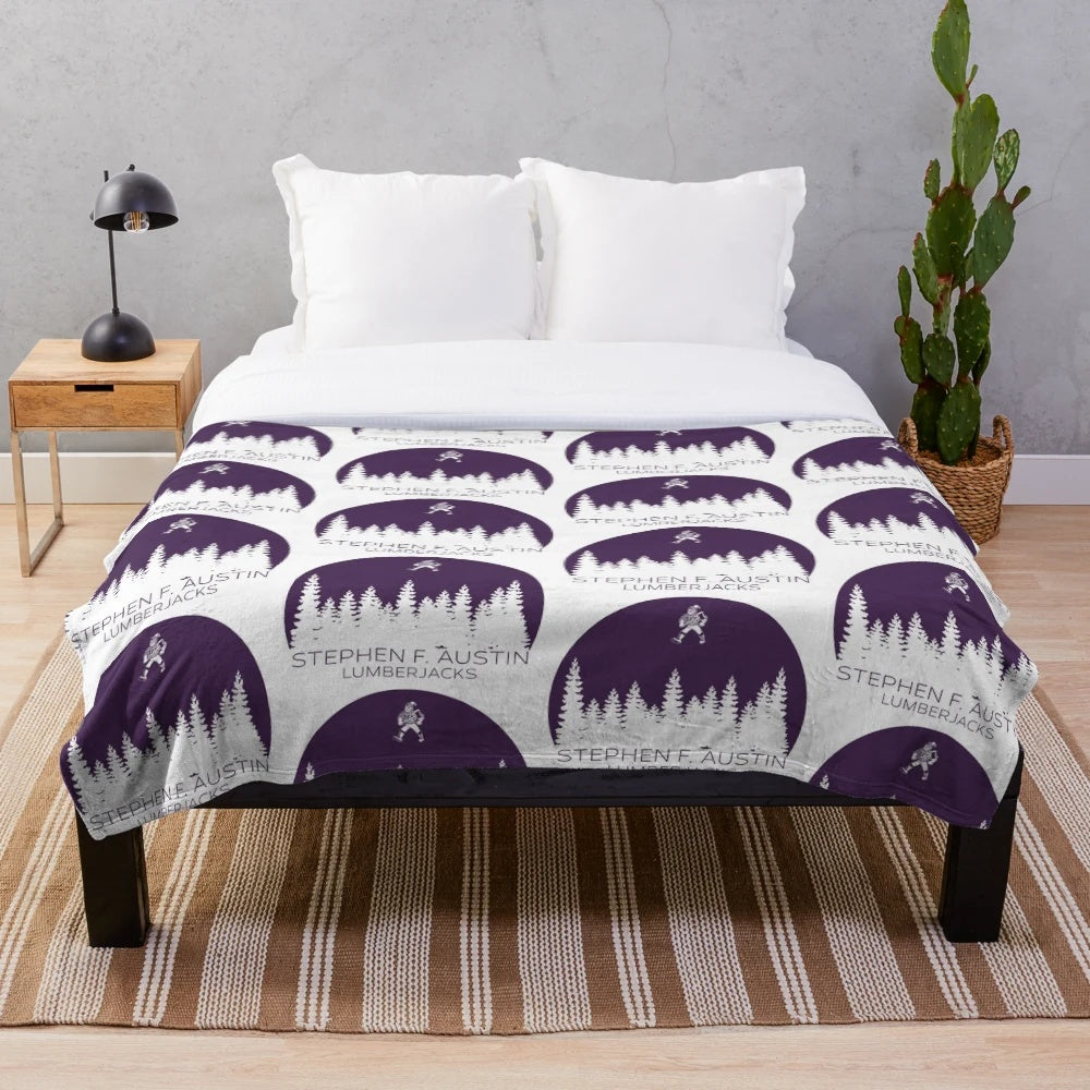 Stephen F. Austin Lumberjacks plush blanket with college sports mascot