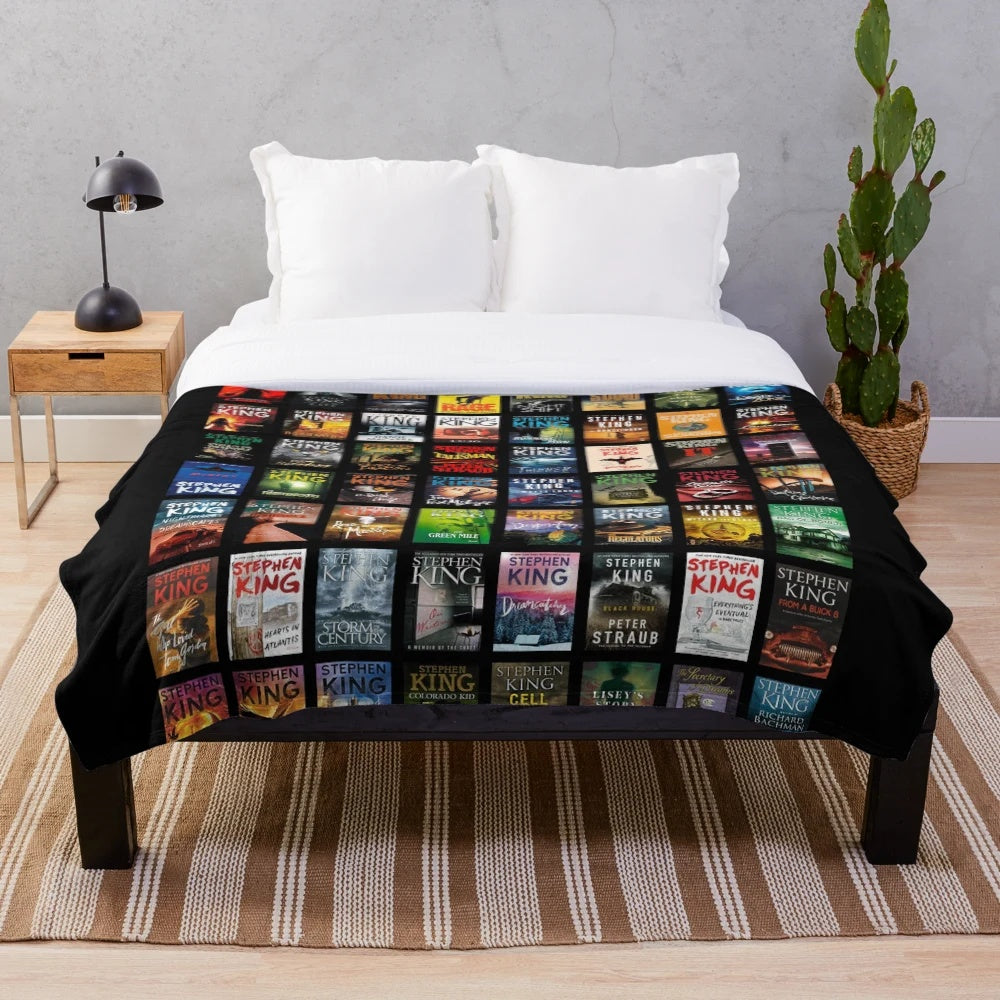 Stephen King Inspired Plush Blanket with Complete Works Motif