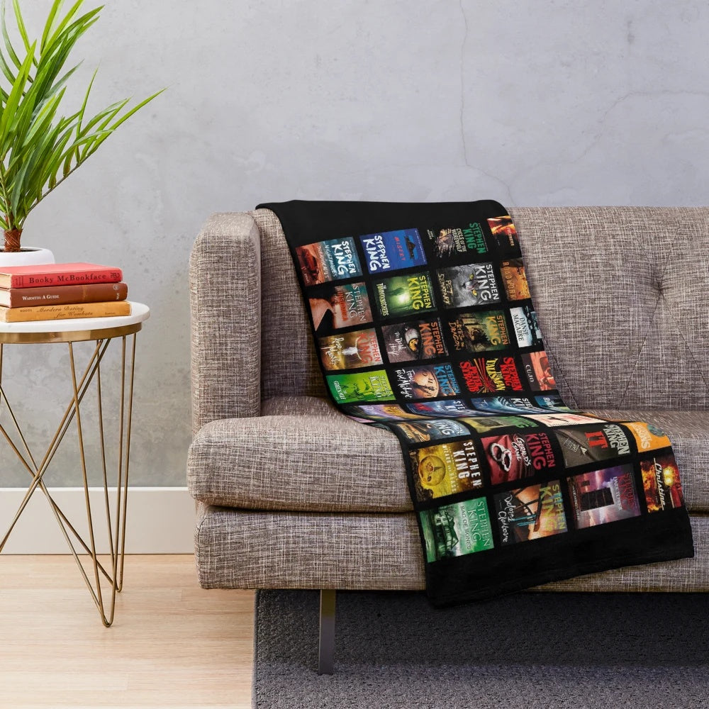 Stephen King Inspired Plush Blanket with Complete Works Motif