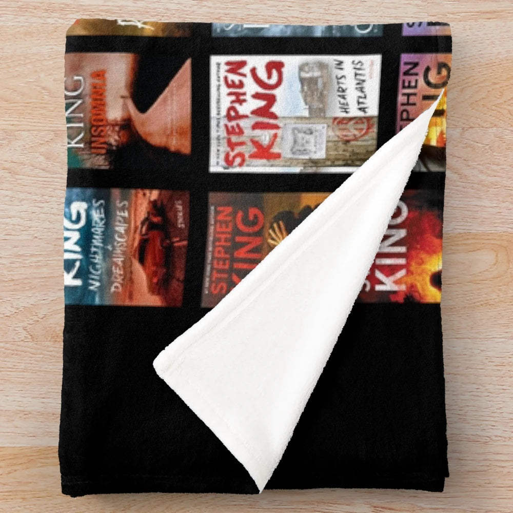 Stephen King Inspired Plush Blanket with Complete Works Motif