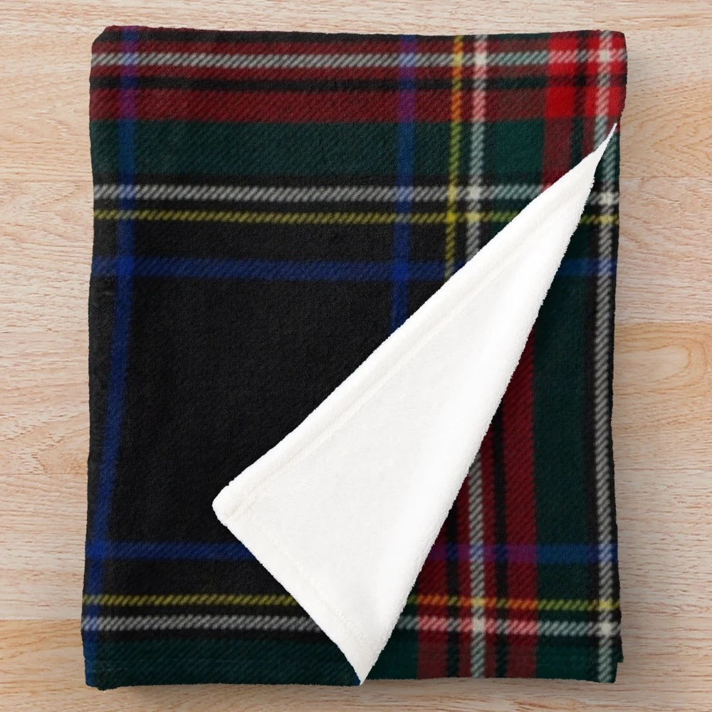 Stewart Black Scottish Tartan Plush Blanket