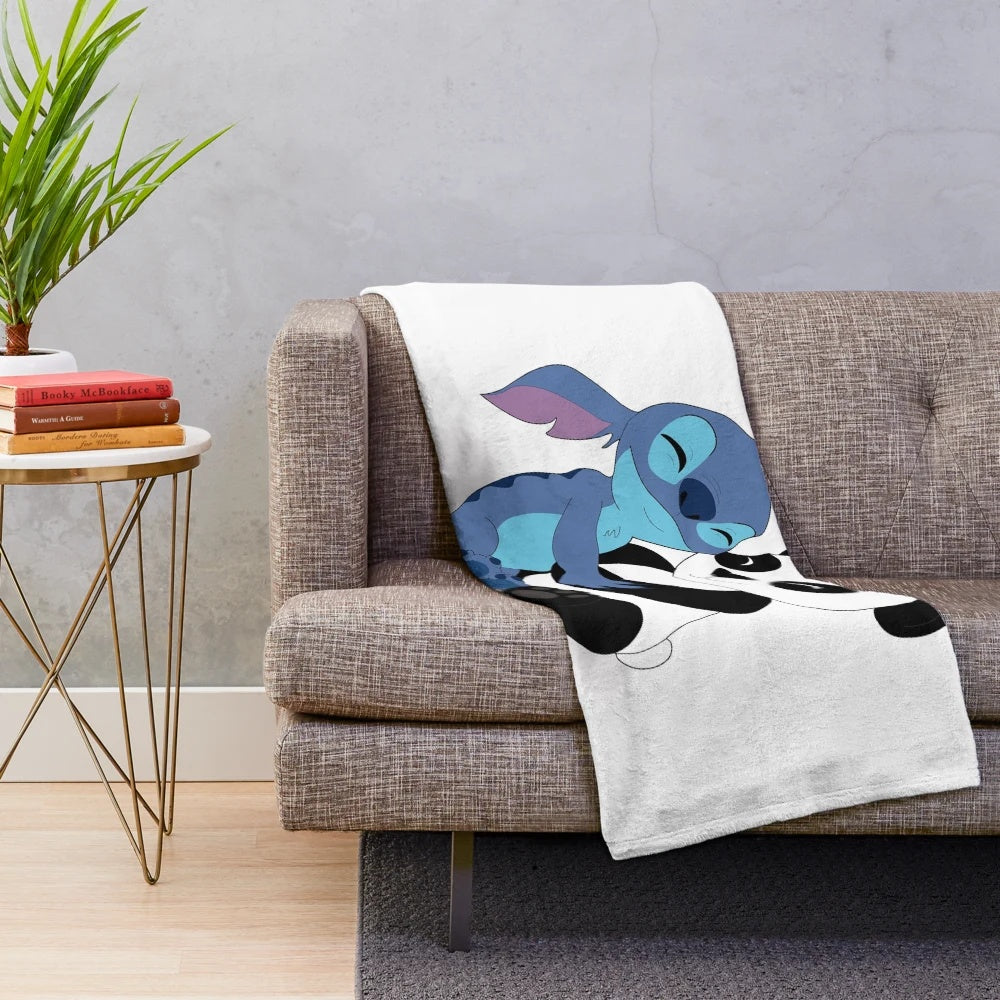Stitch and Panda plush blanket with a soft, cozy design