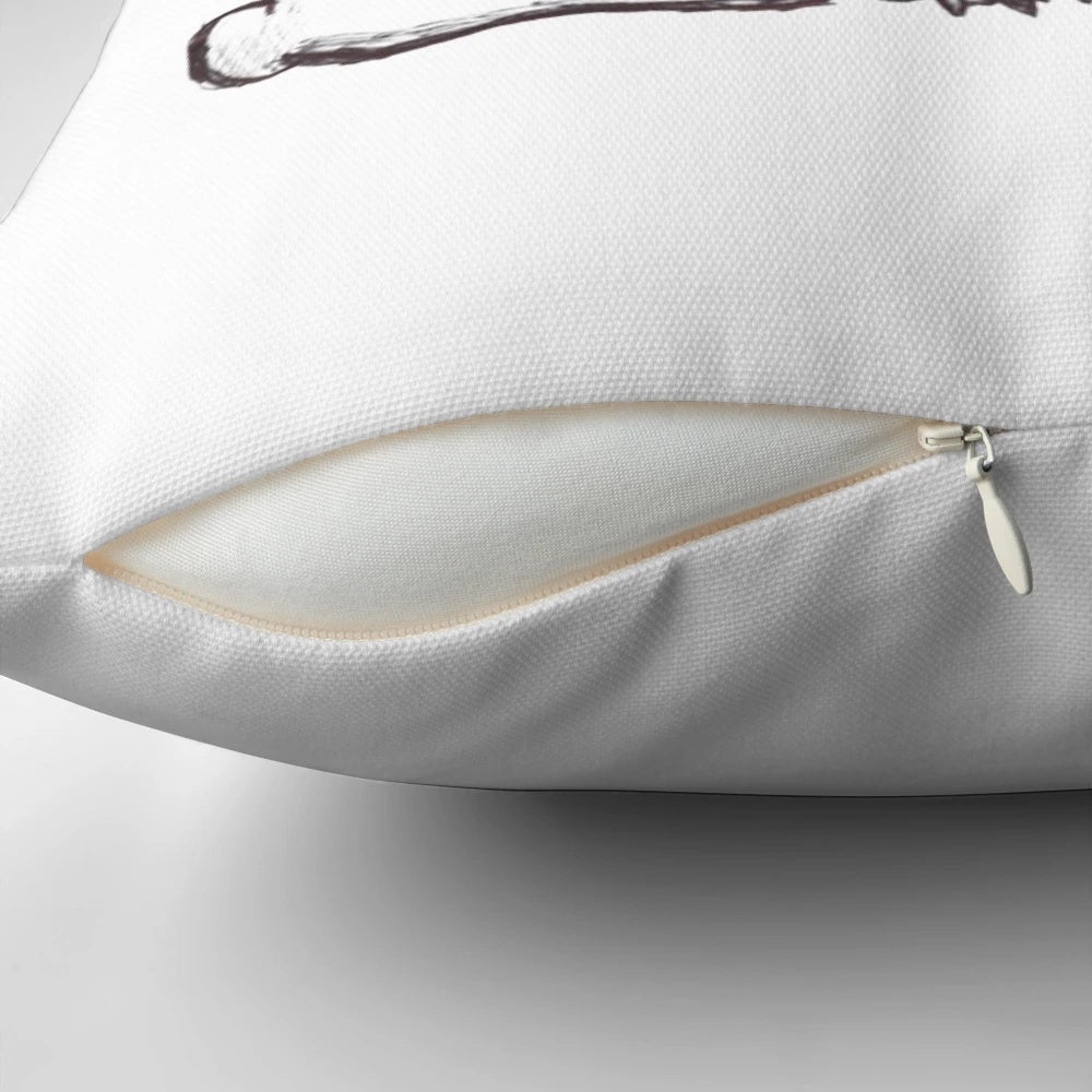 A black and white plush pillow featuring the iconic character Stitch from the Disney animation Lilo and Stitch.