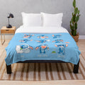 Stitch-inspired chibi emoticon plush blanket