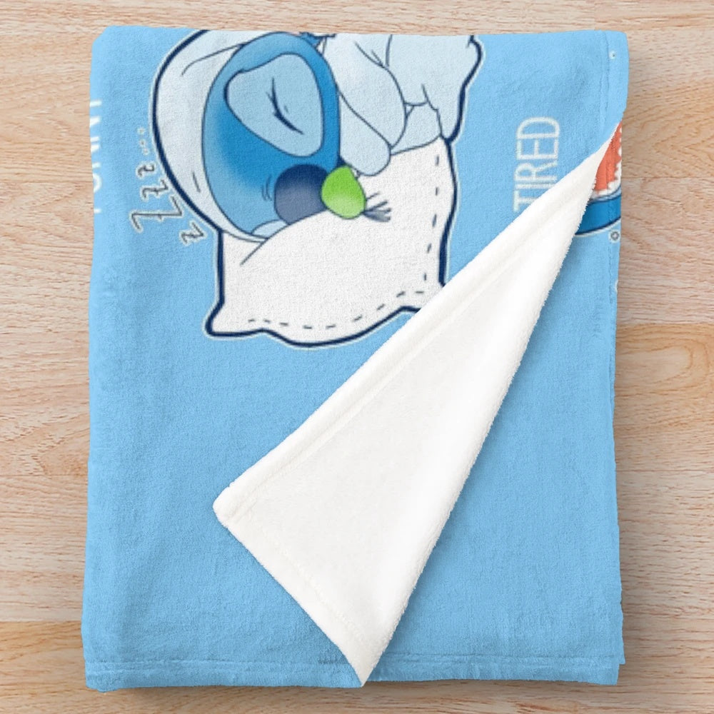 Stitch-inspired chibi emoticon plush blanket