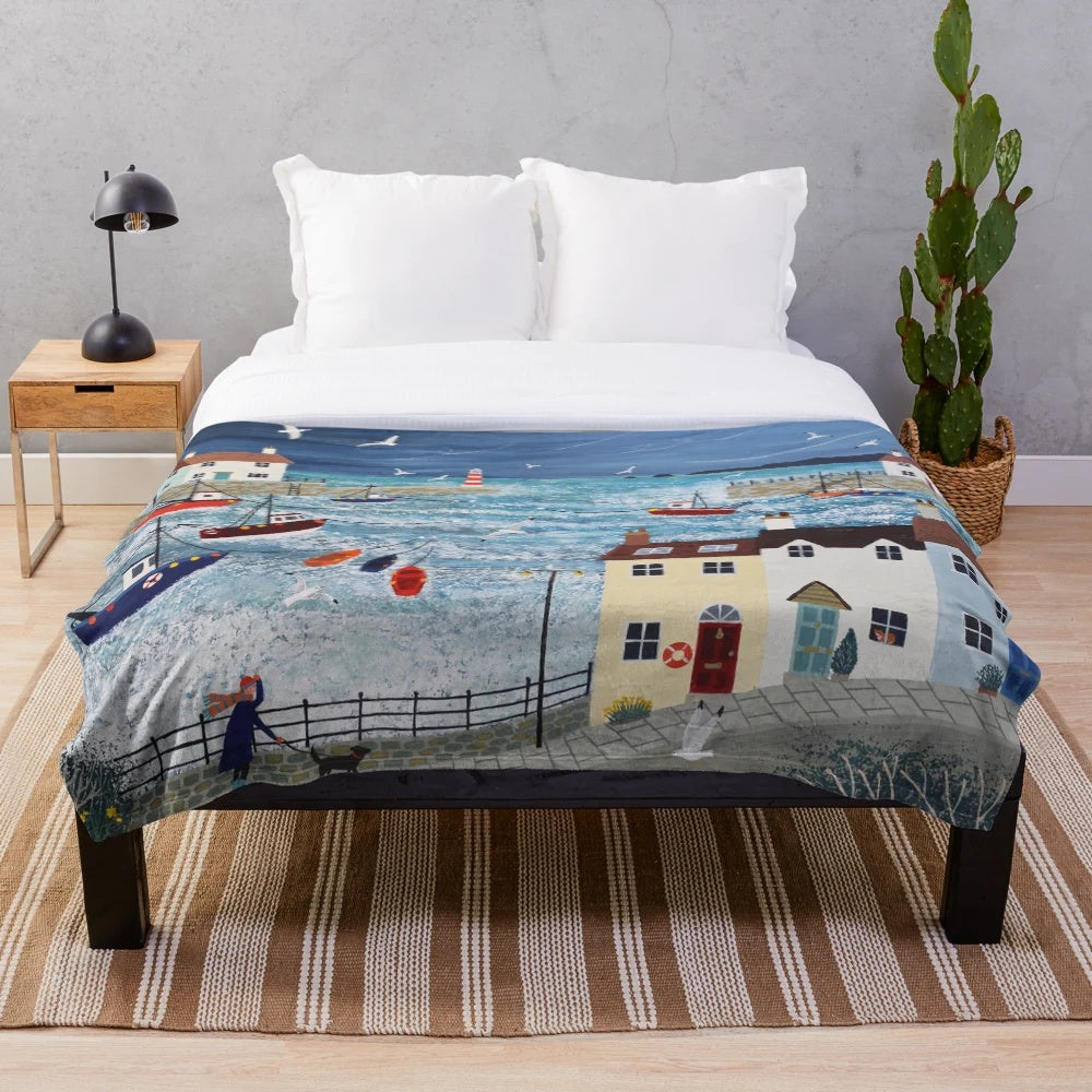 Stormy Harbour Plush Blanket