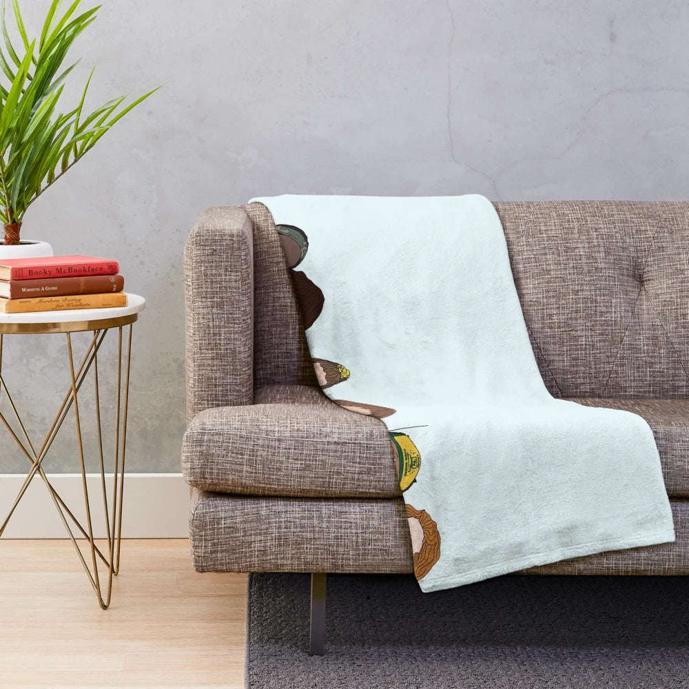Stranger Things 3 inspired plush blanket featuring the show's characters