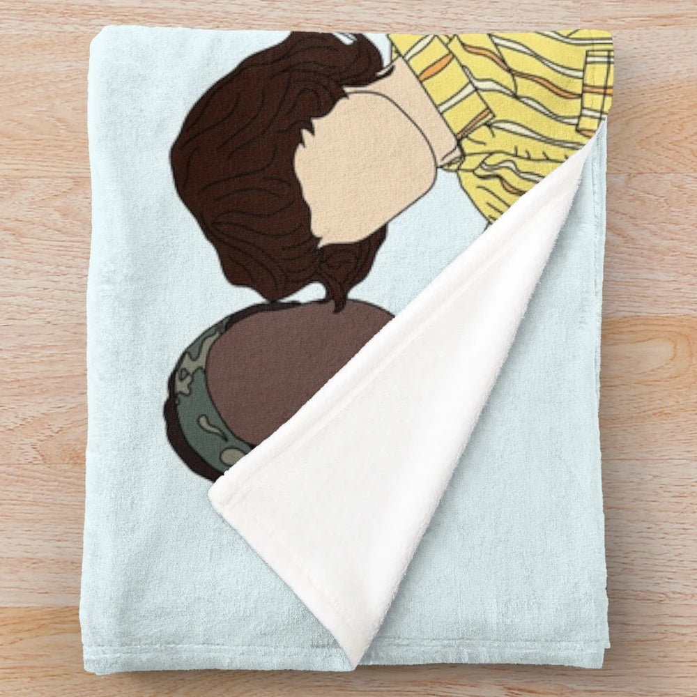 Stranger Things 3 inspired plush blanket featuring the show's characters