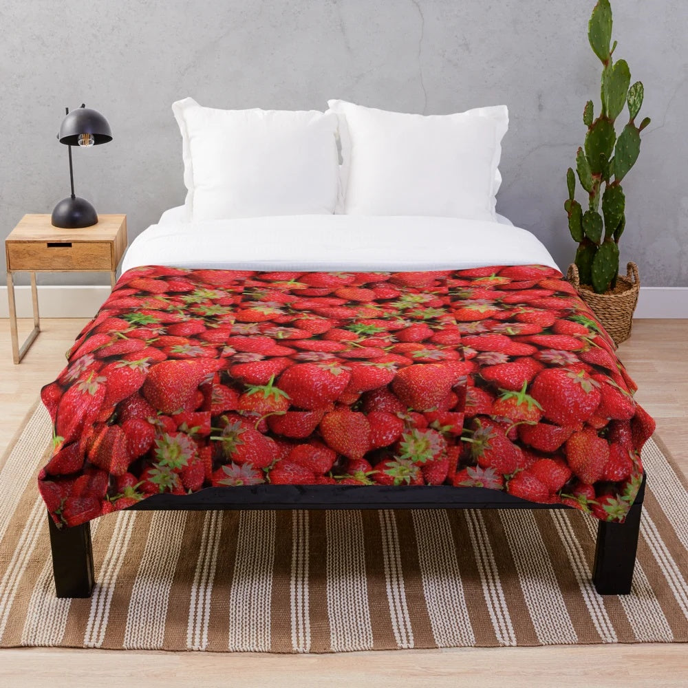 Soft and Plush Strawberry Themed Blanket