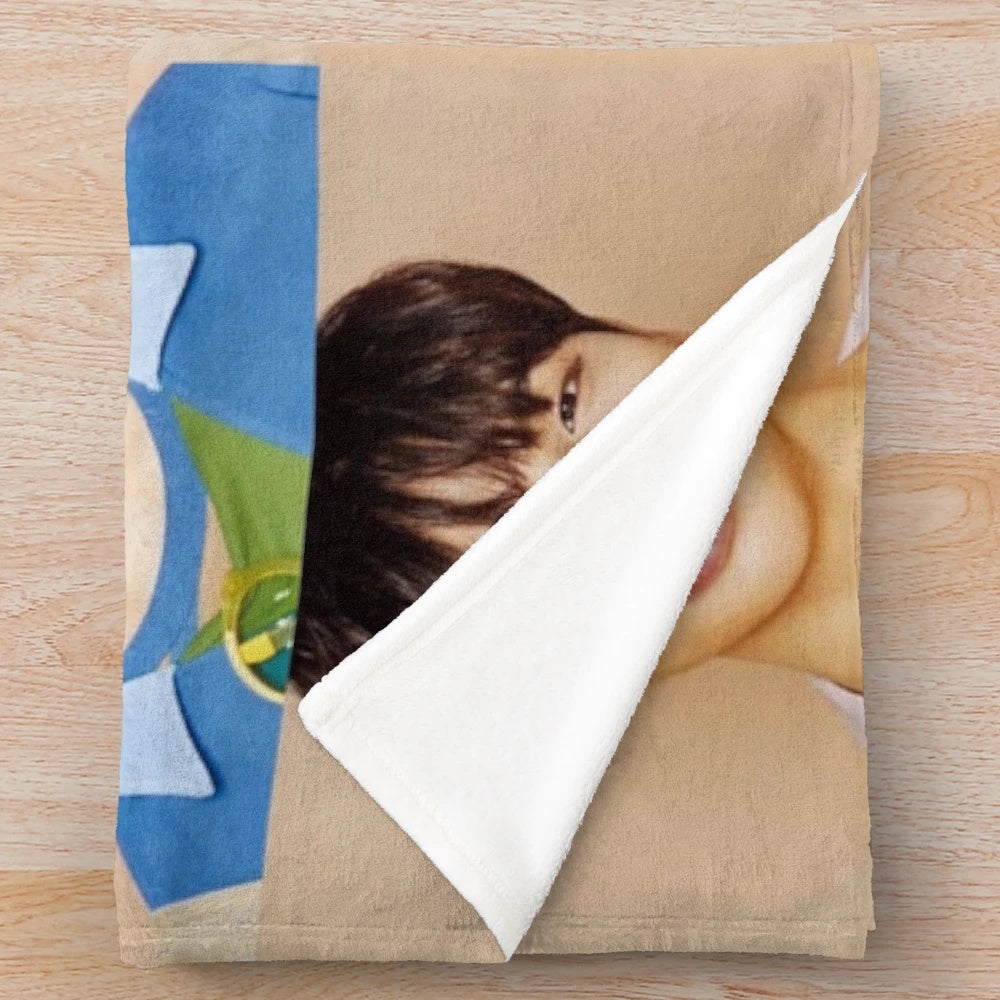 Stray Kids-inspired plush blanket featuring the members' photos in a collage design